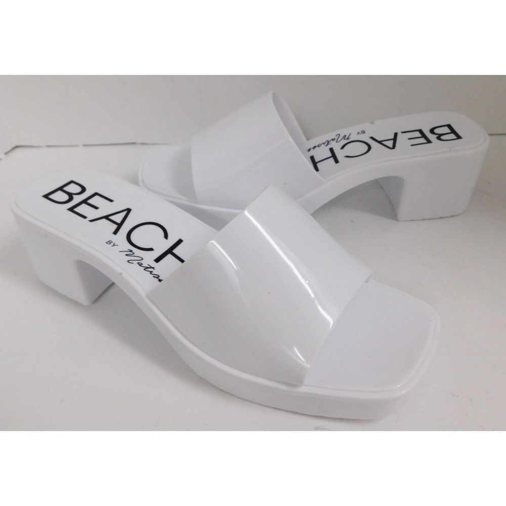 BEACH by Matisse Wade Platform Slide Jelly Sandals Sz 9 Slip On Block Heel White